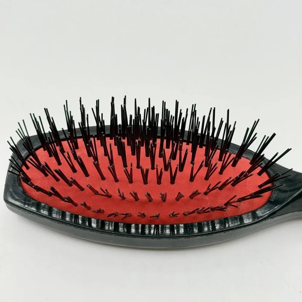 Vintage Altesse France Hair Brush Black Red Cushion Nylon Bristle 7